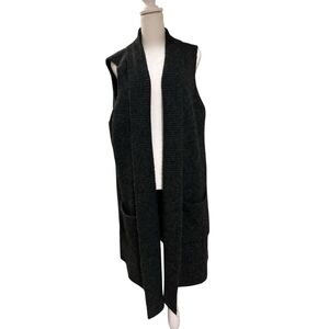 LOFT Charcoal Sleeveless Open Front Vest